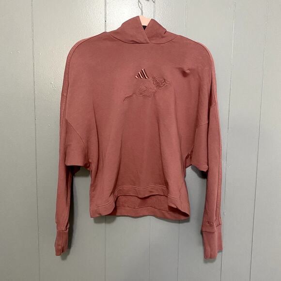 Adidas Rosa Pink Embroidered ALL SZN French Terry 3-Stripes Oversized Hoodie S - Picture 1 of 7